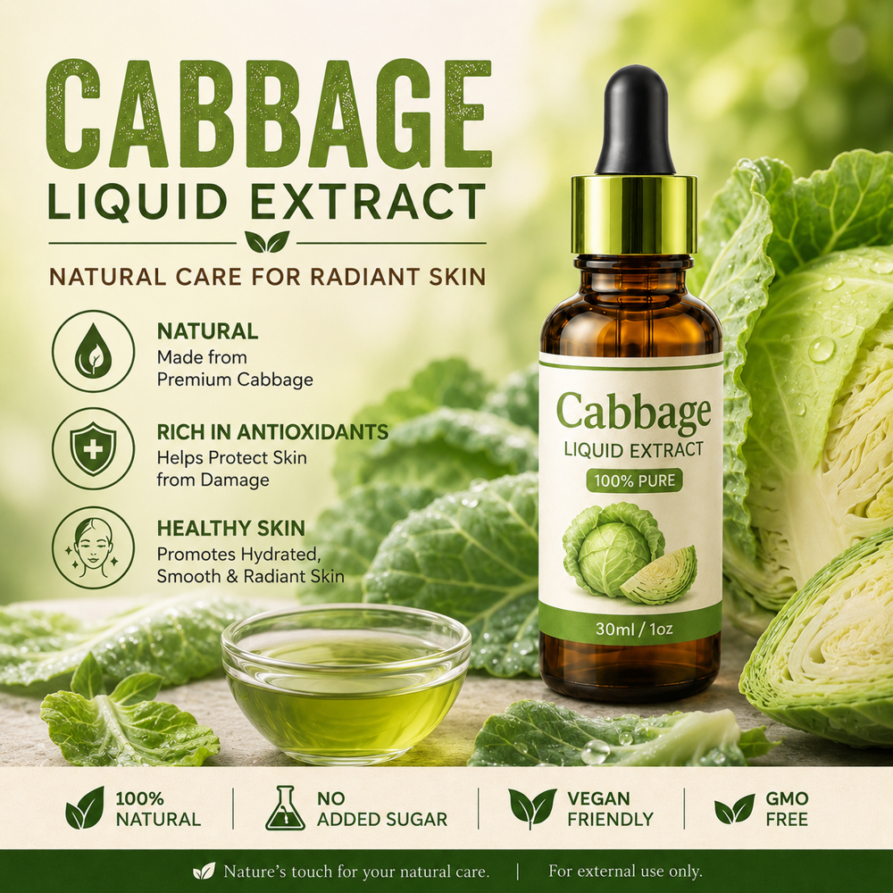 Cabbage Liquid Extract - Cold-Pressed Brassica Oleracea, Greenish-Purplish, 99% Purity | Antioxidant-Rich, Water Soluble, Allergen-Free
