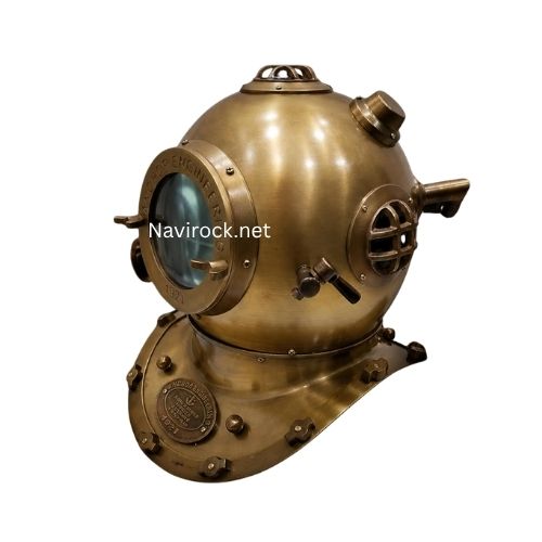 Antique Brass Anchor Diver Helmet Vintage Maritime Diving Helmet Collectible Nautical Decor