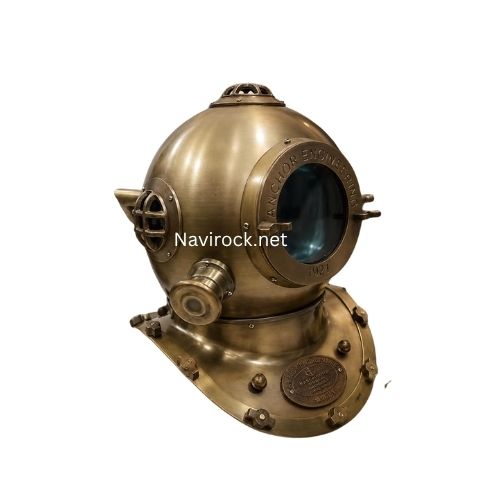 Antique Brass Anchor Diver Helmet Vintage Maritime Diving Helmet Collectible Nautical Decor