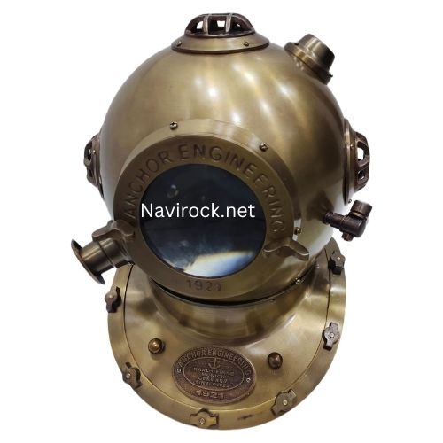 Antique Brass Anchor Diver Helmet Vintage Maritime Diving Helmet Collectible Nautical Decor