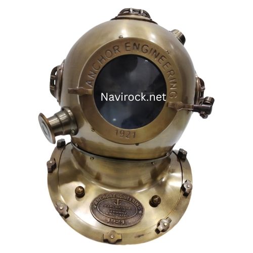 Antique Brass Anchor Diver Helmet Vintage Maritime Diving Helmet Collectible Nautical Decor
