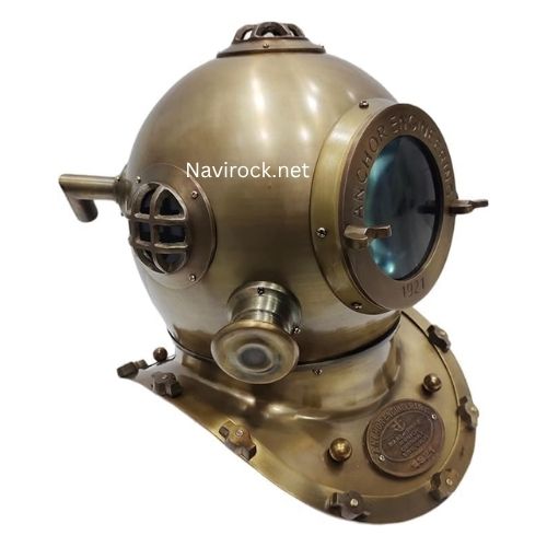 Antique Brass Anchor Diver Helmet Vintage Maritime Diving Helmet Collectible Nautical Decor