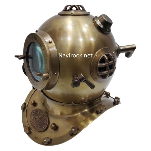 Antique Brass Anchor Diver Helmet Vintage Maritime Diving Helmet Collectible Nautical Decor