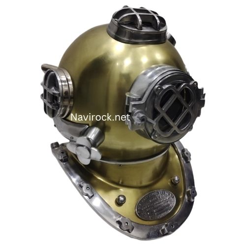 Vintage Brass & Chrome Diver Helmet US Navy Mark V Style Solid Brass Diving Helmet Maritime Nautical Home & Office Decor