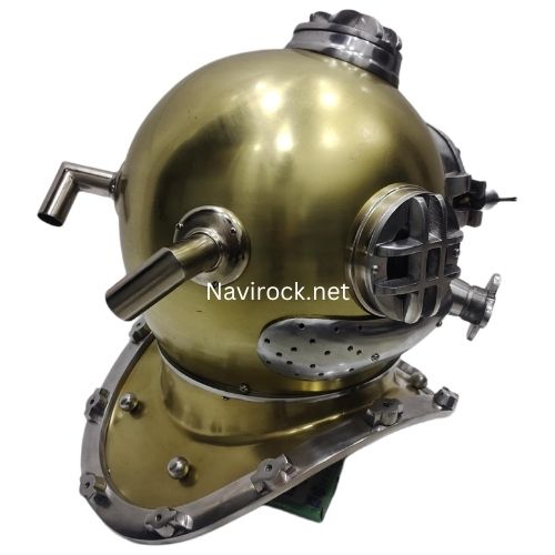 Vintage Brass & Chrome Diver Helmet US Navy Mark V Style Solid Brass Diving Helmet Maritime Nautical Home & Office Decor