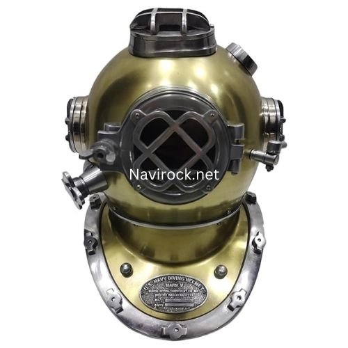 Vintage Brass & Chrome Diver Helmet US Navy Mark V Style Solid Brass Diving Helmet Maritime Nautical Home & Office Decor
