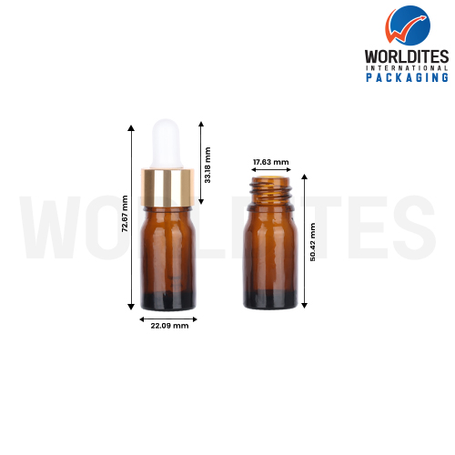 5ML Amber Glass Dropper Bottle With 18mm Sleeve And Tube