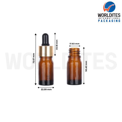 5ML Amber Glass Dropper Bottle With 18mm Sleeve And Tube