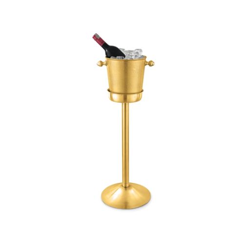 Luxury Freestanding Brushed Brass and Ice Bucket Cooler with Pedestal Floor Stand