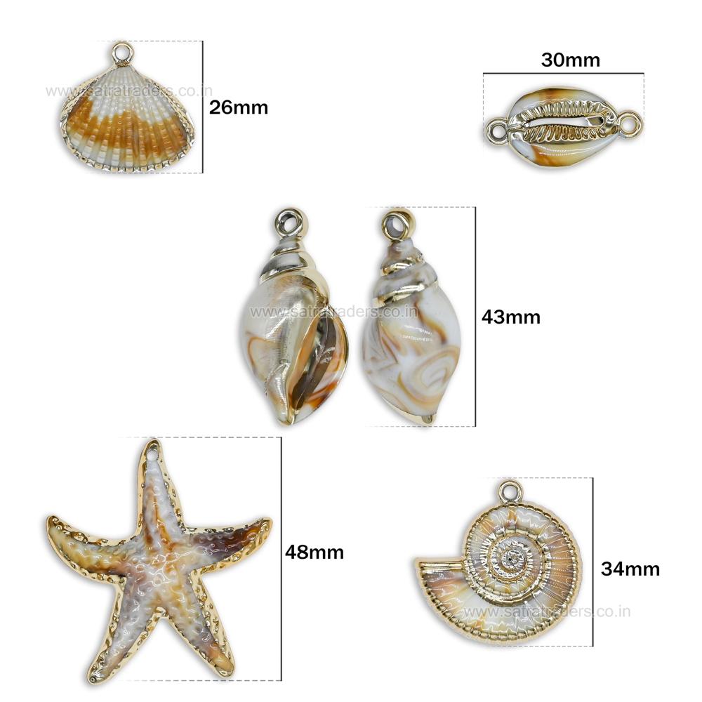 Ocean-Inspired Gold Plated Plastic Charms | Qty : 5pcs