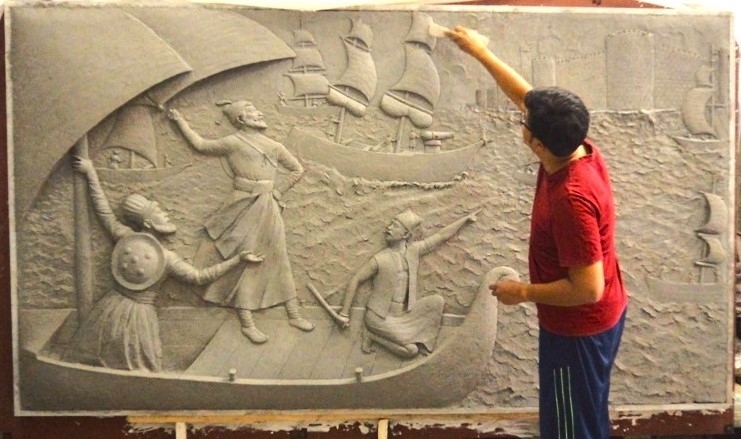 Preparing Mural In Clay