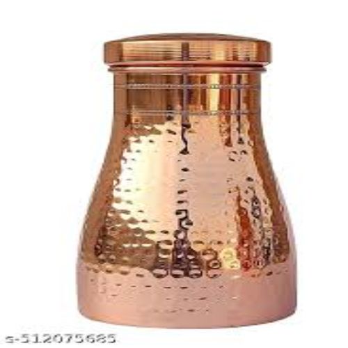 Handcrafted Pure Copper Hammered Bedside Water Carafe Jug Set with Inverted Tumbler Glass Lid