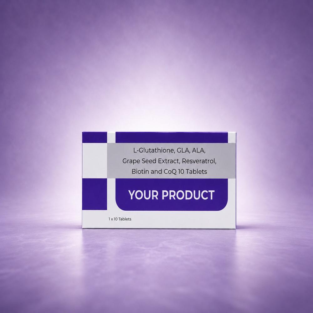 L-Glutathione, ,GLA,ALA ,GRAPE SEEED EXTRACT,RESVERATROL, BIOTIN ,CO-enzyme Q10 TABLET