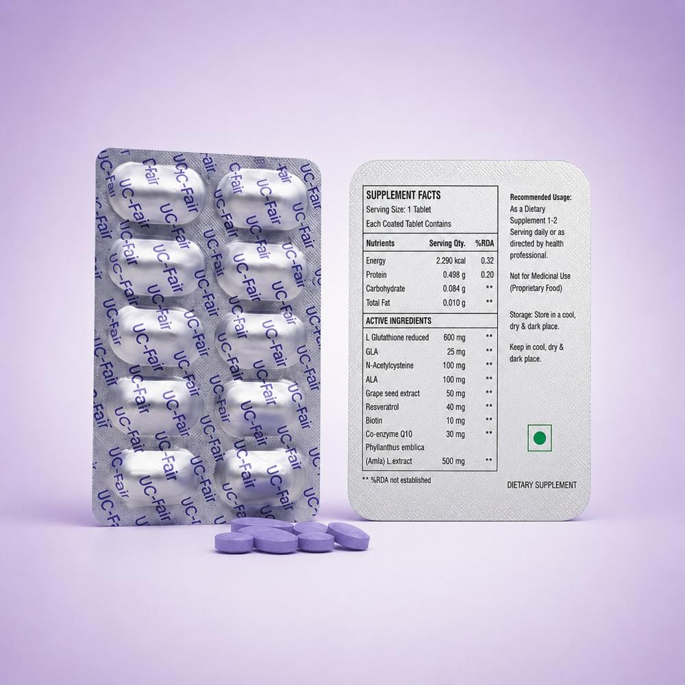 L-Glutathione, ,GLA,ALA ,GRAPE SEEED EXTRACT,RESVERATROL, BIOTIN ,CO-enzyme Q10 TABLET