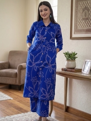 Cambric Cotton Co-ord Set Blue