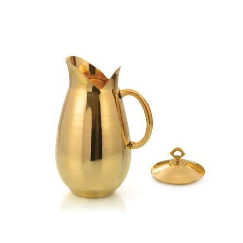 MONARCH JUGLa Coppera Pure Lead-Free Brass Gold Finish Dolphin Pitcher with Lid