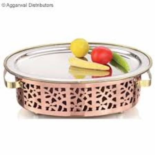 Oval Snack Warmer-La Coppera Oval Copper Snack Warmer with Stainless Steel Top PlatterLa Coppera Oval Snack Warmer