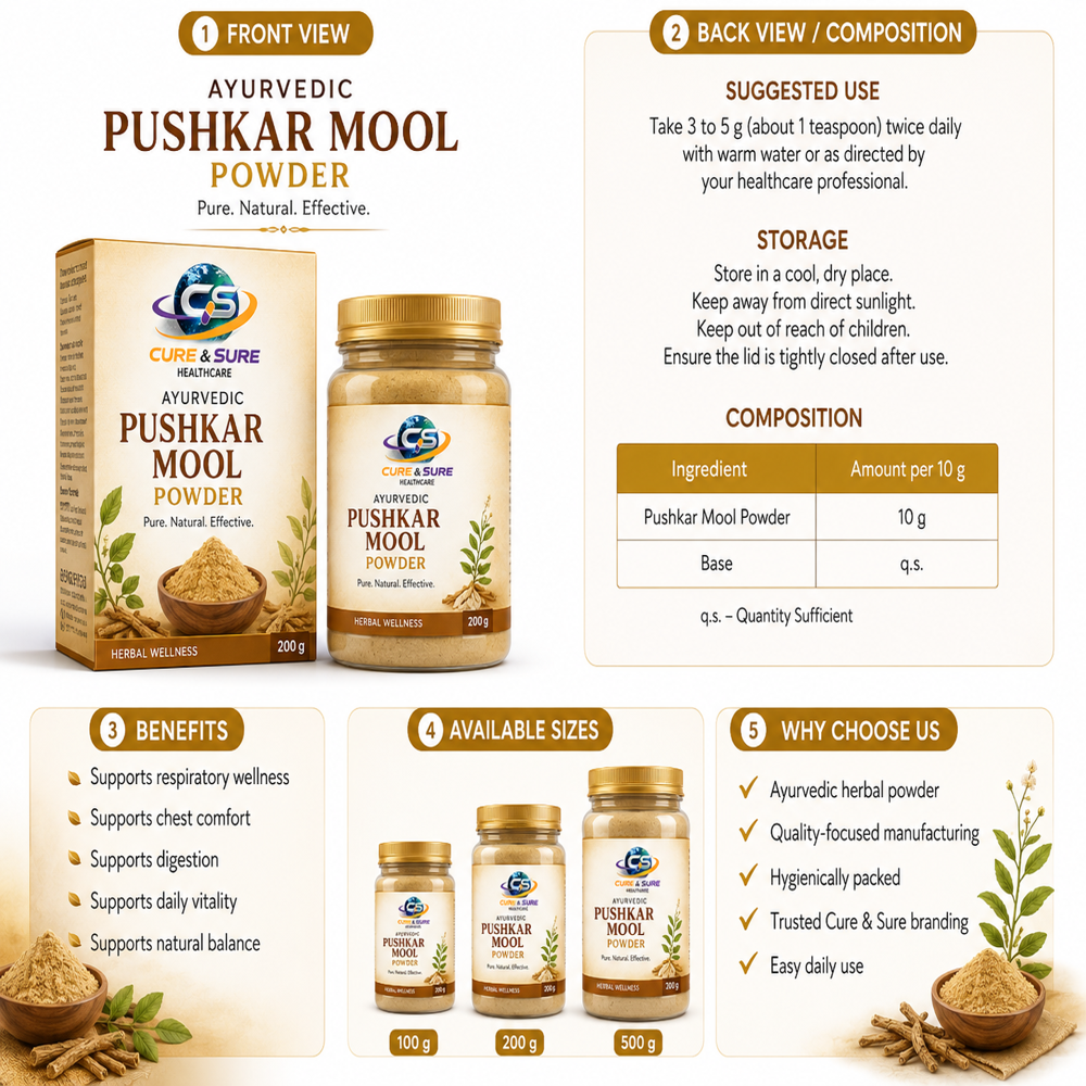 Ayurvedic Pushkar Mool Powder Third Party Manufacturing