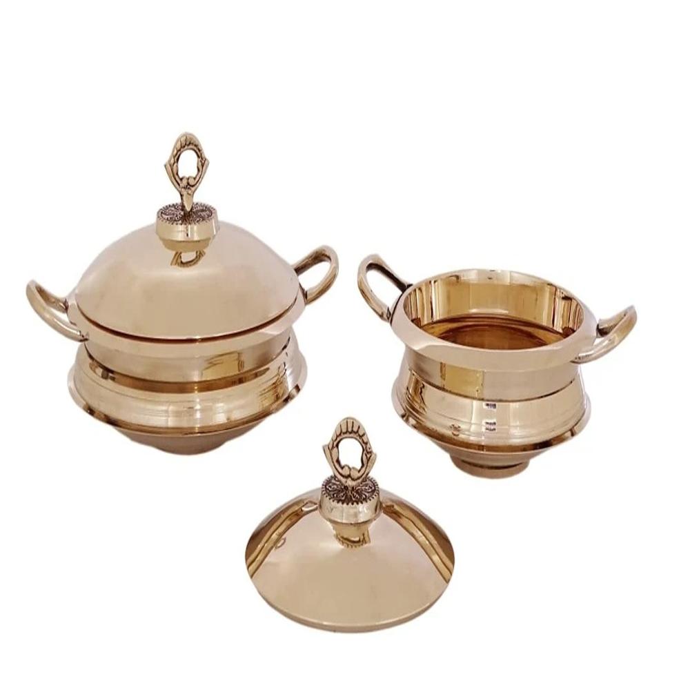 SERVING HANDI LID La Coppera Pure Bronze Metal Polish Finish Serving Handi with Lid