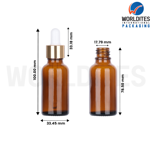 30ML Amber Glass Dropper Bottle With 18mm Sleeve And Tube