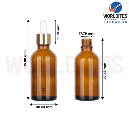 50ML Amber Glass Dropper Bottle With 18mm Sleeve And Tube