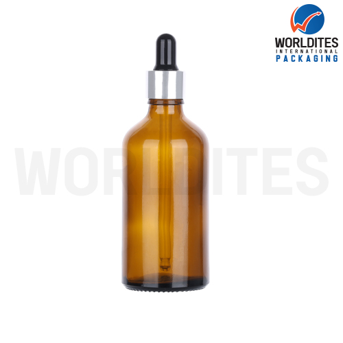 100ML Amber Glass Dropper Bottle With 18mm Sleeve And Tube