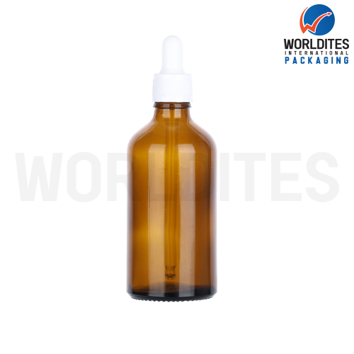 100ML Amber Glass Dropper Bottle With 18mm Sleeve And Tube