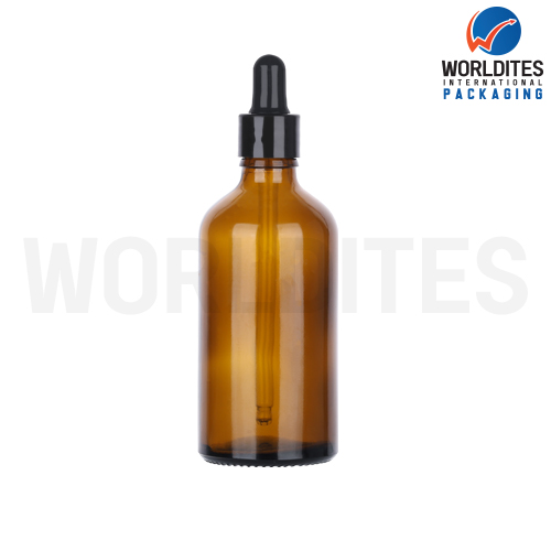 100ML Amber Glass Dropper Bottle With 18mm Sleeve And Tube