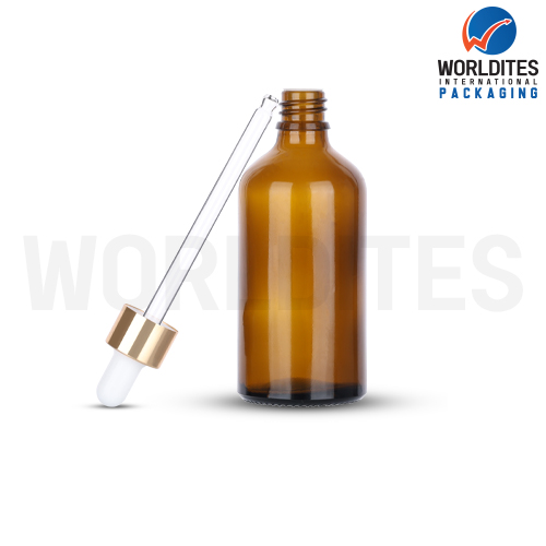 100ML Amber Glass Dropper Bottle With 18mm Sleeve And Tube