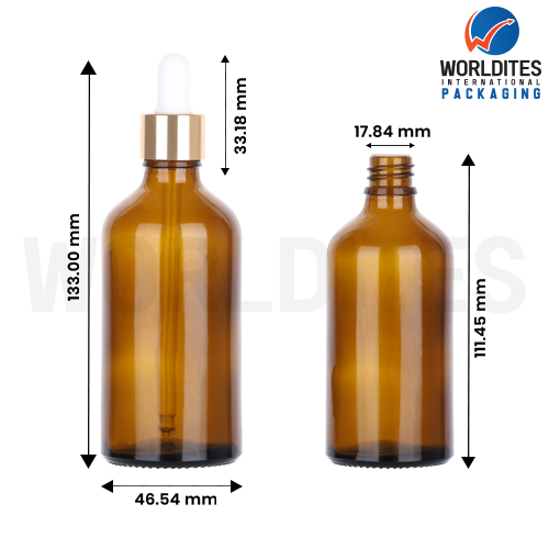 100ML Amber Glass Dropper Bottle With 18mm Sleeve And Tube