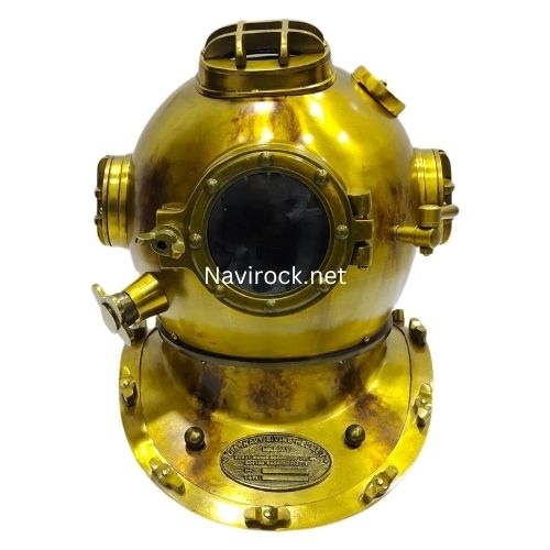 Vintage Solid Brass Diver Helmet  US Navy Mark V Style Maritime Deep Sea Diving Helmet Collectible Nautical Home & Office Decor