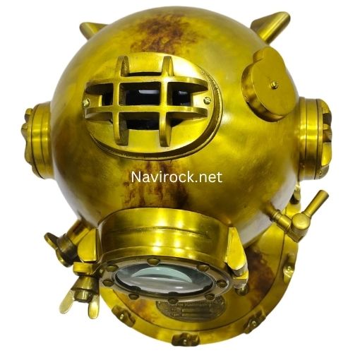 Vintage Solid Brass Diver Helmet  US Navy Mark V Style Maritime Deep Sea Diving Helmet Collectible Nautical Home & Office Decor