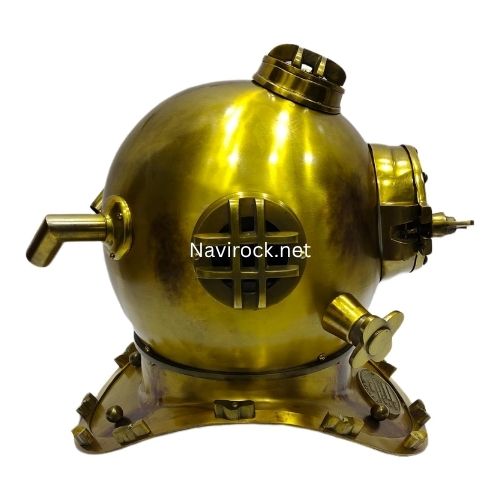 Vintage Solid Brass Diver Helmet  US Navy Mark V Style Maritime Deep Sea Diving Helmet Collectible Nautical Home & Office Decor