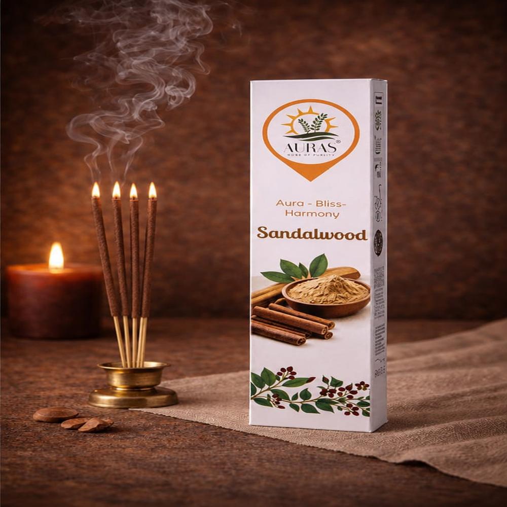 Auras Sandalwood Agarwood Premium Agarbatti - Burning Time: 55 Minutes