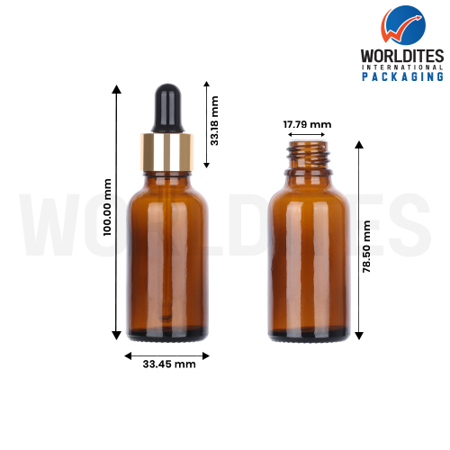 30ML Amber Glass Dropper Bottle With 18mm Sleeve And Tube
