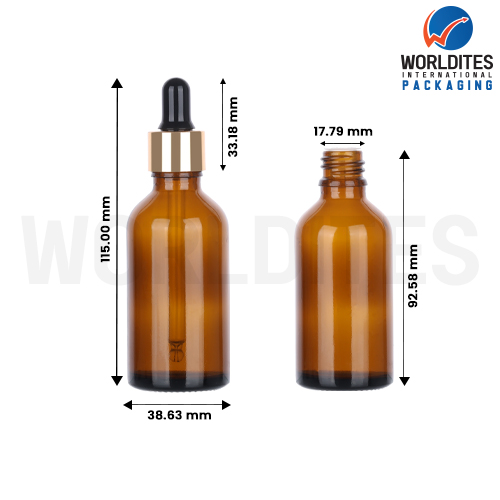 50ML Amber Glass Dropper Bottle With 18mm Sleeve And Tube