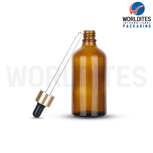 100ML Amber Glass Dropper Bottle With 18mm Sleeve And Tube