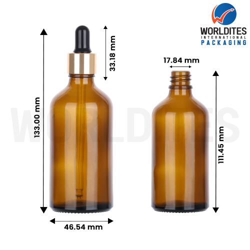 100ML Amber Glass Dropper Bottle With 18mm Sleeve And Tube