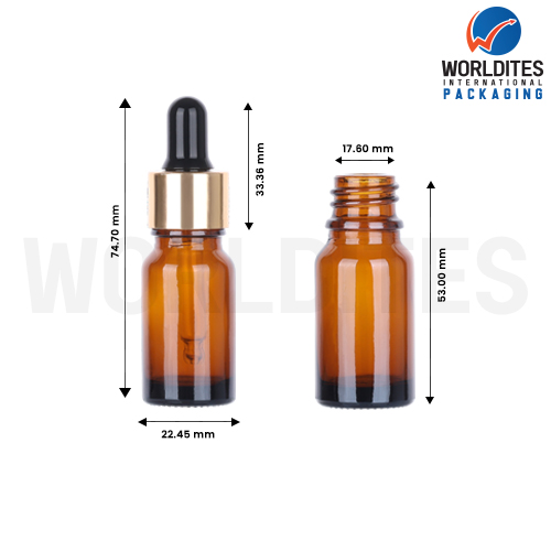 10ML Amber Glass Dropper Bottle With 18mm Sleeve And Tube