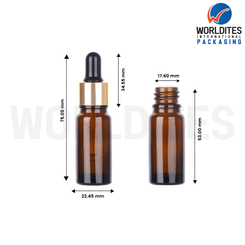 15ML Amber Glass Dropper Bottle With 18mm Sleeve And Tube