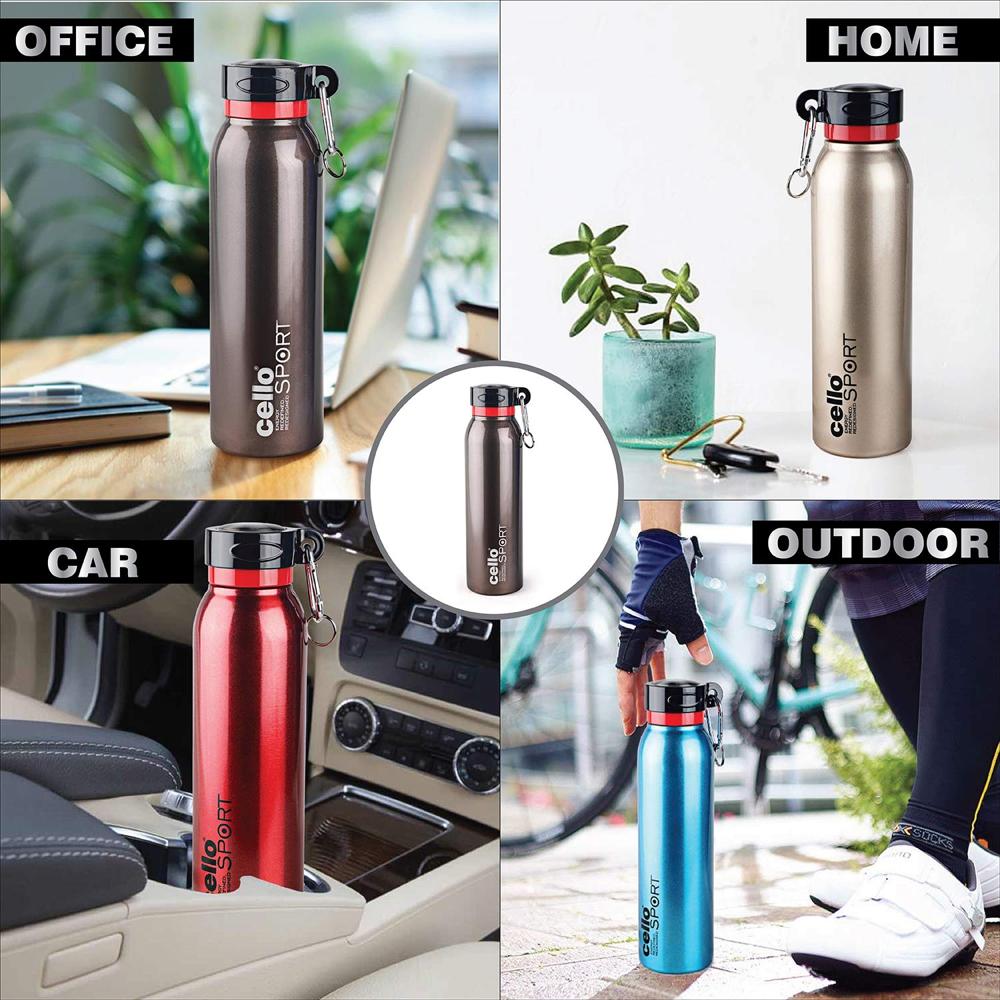 Cello Beatle Stainless Steel Double Walled Water Bottle, Hot and Cold, 1000ml, 1 Unit, Gold