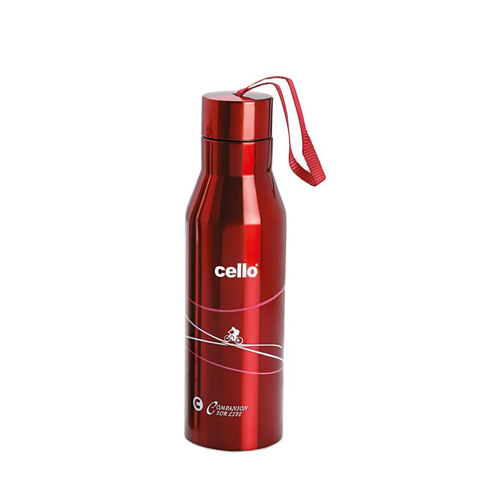 Cello Refresh Stainless Steel Double Walled Water Bottle, 900ml, Red | Hot and Cold Bottle with Screw Lid | Stainless Steel Bottle for Travel, Home, Office, School