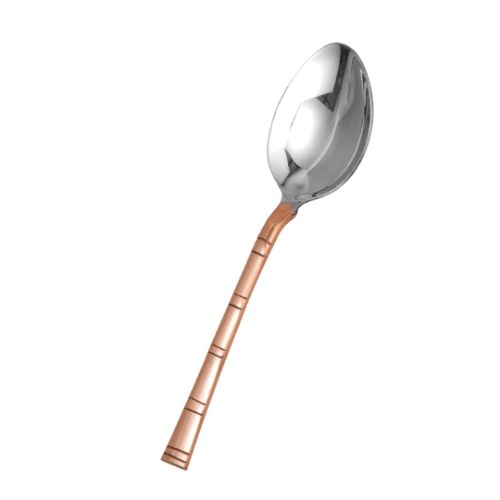 Table Spoon- La Coppera Bamboo Handle All-purpose / Dessert Spoon, - Color: Coper And Silver