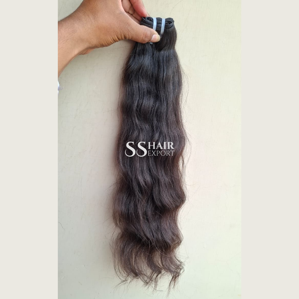 South Indian Straight Human Hair Bundles Raw & Unprocessed Black 100gm Size - 22in