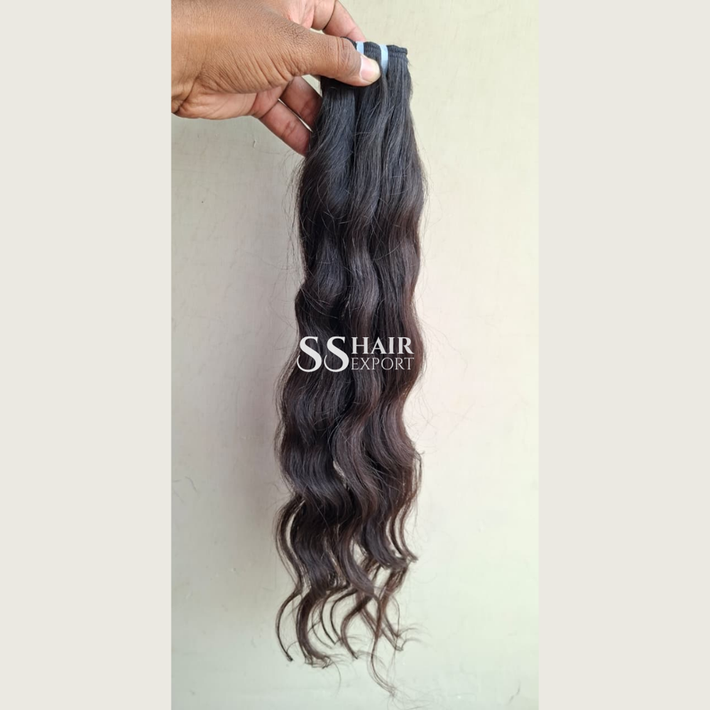 South Indian Straight Human Hair Bundles Raw & Unprocessed Black 100gm Size - 22in