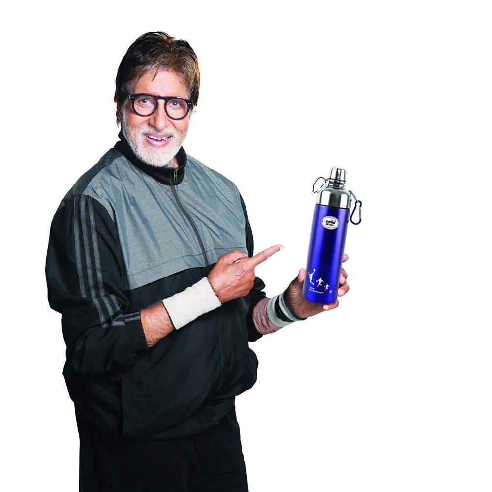 Cello Sleek Stainless Steel Double Walled Water Bottle, Hot and Cold, 600ml, 1 Unit, Blue