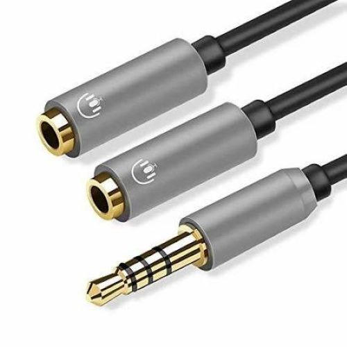 Earphone Mic Male To 4 Pole Female Splitter