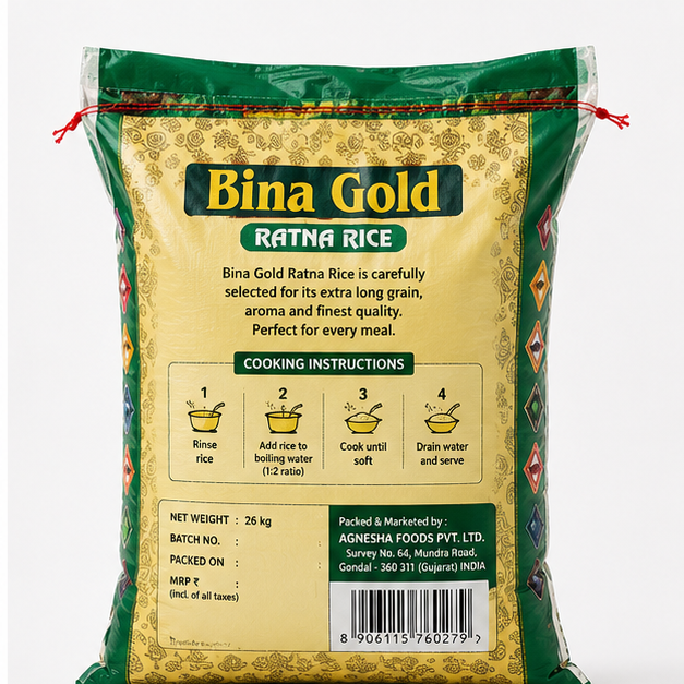 Ratna Rice - Medium Grain, 95%-99% Purity | Dried For Maximum Freshness, 6-12 Months Shelf Life, Cultivated Using Common Methods