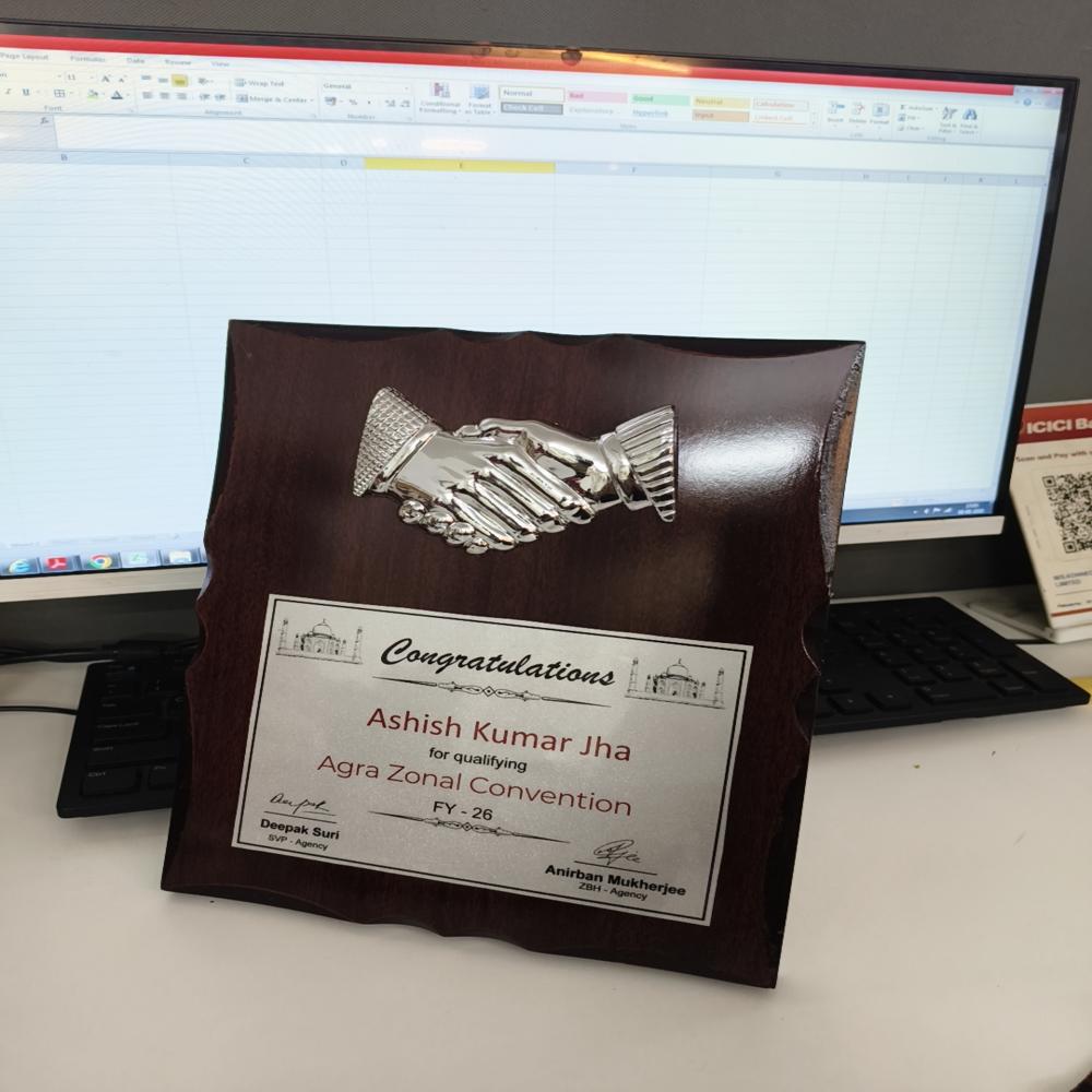 Premium Wooden Handshake Memento Plaque