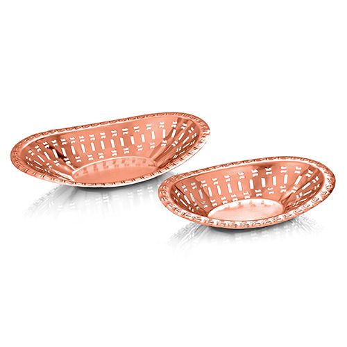 BREAD BASKET OVAL PERFORATED- La Coppera Oval Perforated Copper Bread Basket